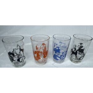 Kraft Cheese Swanky Swig Glasses Set of 4 Animal Designs 1950s Collectible